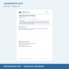 i oder ie? Genau schreiben – kostenloses Deutsch-Arbeitsblatt mit Lösungen (PDF)
