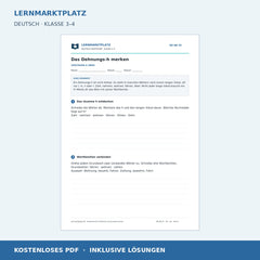 Das Dehnungs-h merken – kostenloses Deutsch-Arbeitsblatt mit Lösungen (PDF)