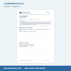 s, ss oder ß? – kostenloses Deutsch-Arbeitsblatt mit Lösungen (PDF)
