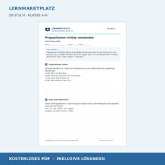 Präpositionen richtig verwenden – kostenloses Deutsch-Arbeitsblatt mit Lösungen (PDF)