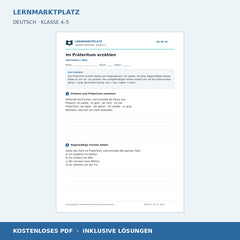 Im Präteritum erzählen – kostenloses Deutsch-Arbeitsblatt mit Lösungen (PDF)