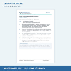 Eine Inhaltsangabe schreiben – kostenloses Deutsch-Arbeitsblatt mit Lösungen (PDF)
