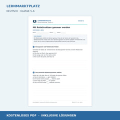 Mit Relativsätzen genauer werden – kostenloses Deutsch-Arbeitsblatt mit Lösungen (PDF)