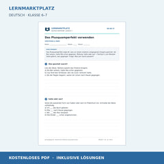 Das Plusquamperfekt verwenden – kostenloses Deutsch-Arbeitsblatt mit Lösungen (PDF)