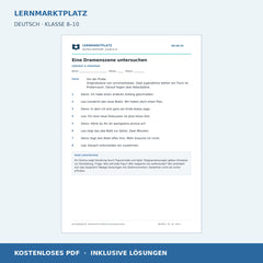 Eine Dramenszene untersuchen – kostenloses Deutsch-Arbeitsblatt mit Lösungen (PDF)