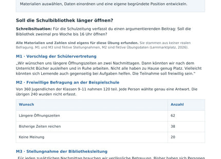 Mit Materialien argumentieren – Vorschau des Deutsch-Arbeitsblatts für Klasse 9–11