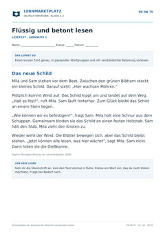 Flüssig und betont lesen – kostenloses Deutsch-Arbeitsblatt mit Lösungen (PDF)