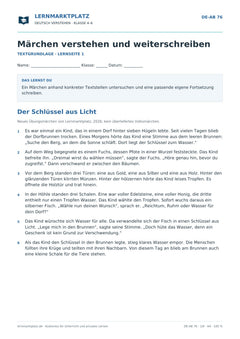 Märchen verstehen und weiterschreiben – kostenloses Deutsch-Arbeitsblatt mit Lösungen (PDF)
