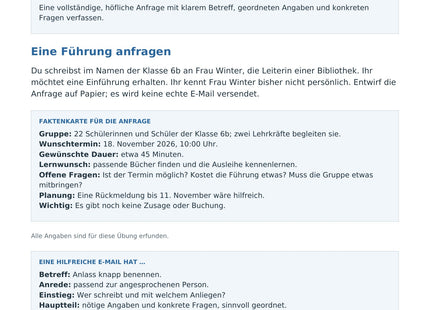 Eine sachliche E-Mail schreiben – Vorschau des Deutsch-Arbeitsblatts für Klasse 5–7 von Lernmarktplatz