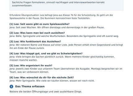 Ein Interview vorbereiten und auswerten – Vorschau des Deutsch-Arbeitsblatts für Klasse 5-7 von Lernmarktplatz