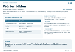 Wörter bilden – Deutsch Lernkarte A5