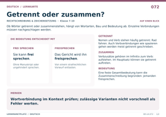 Getrennt oder zusammen? – Deutsch Lernkarte A5