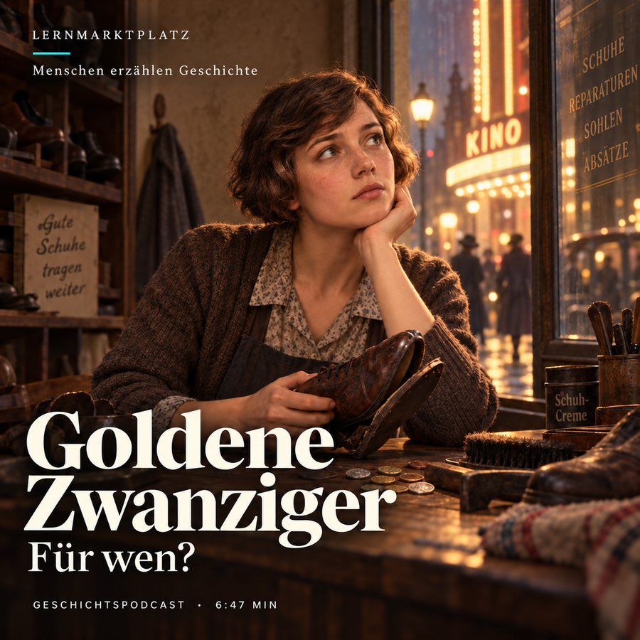 Goldene Zwanziger – Menschen erzählen Geschichte. KI-generierte historische Illustration.