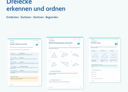 Unterrichtspaket Dreiecke erkennen und ordnen für Klasse 5–6: sechs Stunden, gestaltete Schülerblätter, Tests und Excel-Auswertung