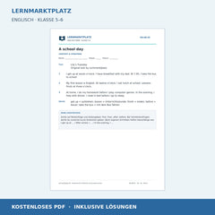 Englisch: Einen Tagesablauf verstehen – kostenloses Arbeitsblatt mit Lösungen (PDF)