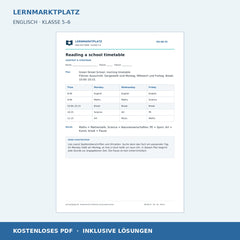 Englisch: Einen Stundenplan lesen – kostenloses Arbeitsblatt mit Lösungen (PDF)