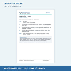 Englisch: Ein Zimmer beschreiben – kostenloses Arbeitsblatt mit Lösungen (PDF)