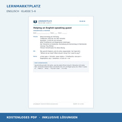 Englisch: Sprachmittlung Deutsch–Englisch – kostenloses Arbeitsblatt mit Lösungen (PDF)
