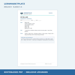 Englisch: Im Café bestellen – kostenloses Arbeitsblatt mit Lösungen (PDF)