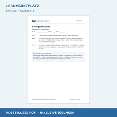 Englisch: Wegbeschreibungen verstehen und geben – kostenloses Arbeitsblatt mit Lösungen (PDF)