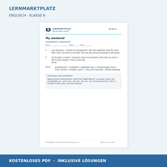 Englisch: Vom Wochenende erzählen – Simple Past – kostenloses Arbeitsblatt mit Lösungen (PDF)