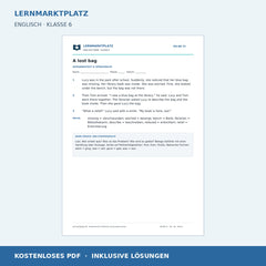 Englisch: Eine kurze Geschichte verstehen – kostenloses Arbeitsblatt mit Lösungen (PDF)