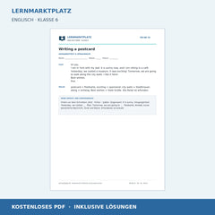 Englisch: Eine Postkarte schreiben – kostenloses Arbeitsblatt mit Lösungen (PDF)