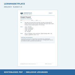 Englisch: Simple Present sicher anwenden – kostenloses Arbeitsblatt mit Lösungen (PDF)