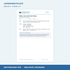 Englisch: Some, any, much und many – kostenloses Arbeitsblatt mit Lösungen (PDF)