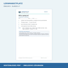 Englisch: Will oder going to – kostenloses Arbeitsblatt mit Lösungen (PDF)