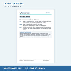 Englisch: Relativsätze mit who, which und that – kostenloses Arbeitsblatt mit Lösungen (PDF)