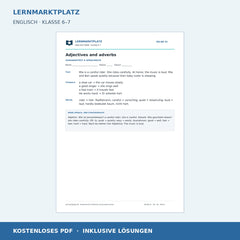 Englisch: Adjektive und Adverbien – kostenloses Arbeitsblatt mit Lösungen (PDF)