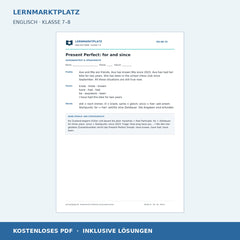 Englisch: Present Perfect mit for und since – kostenloses Arbeitsblatt mit Lösungen (PDF)