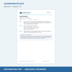 Englisch: Past Perfect üben – kostenloses Arbeitsblatt mit Lösungen (PDF)