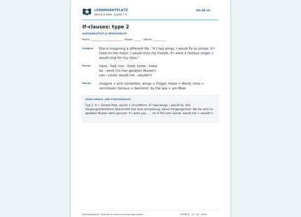 Englisch: If-Sätze Typ 2 – kostenloses Arbeitsblatt mit Lösungen (PDF)