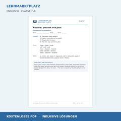 Englisch: Passiv in Gegenwart und Vergangenheit – kostenloses Arbeitsblatt mit Lösungen (PDF)