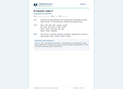 Englisch: If-Sätze Typ 3 – kostenloses Arbeitsblatt mit Lösungen (PDF)