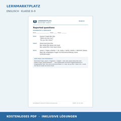 Englisch: Indirekte Fragen auf Englisch – kostenloses Arbeitsblatt mit Lösungen (PDF)