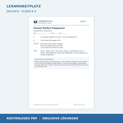 Englisch: Present Perfect Progressive – kostenloses Arbeitsblatt mit Lösungen (PDF)