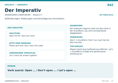 Der Imperativ – Englisch Lernkarte A5