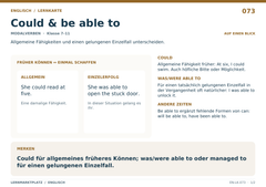 Could & be able to – Englisch Lernkarte A5