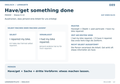Have/get something done – Englisch Lernkarte A5