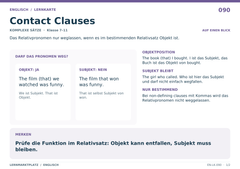 Contact Clauses – Englisch Lernkarte A5