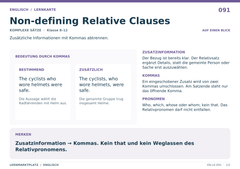 Non-defining Relative Clauses – Englisch Lernkarte A5