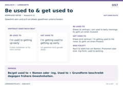 Be used to & get used to – Englisch Lernkarte A5
