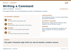 Writing a Comment – Englisch Lernkarte A5