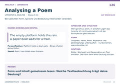 Analysing a Poem – Englisch Lernkarte A5