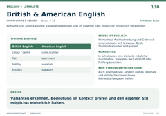 British & American English – Englisch Lernkarte A5