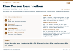Eine Person beschreiben – Französisch Lernkarte A5