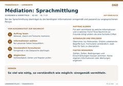 Médiation: Sprachmittlung – Französisch Lernkarte A5